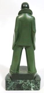 Art Deco Pierrot Clown Statuette by Max LeVerrier Made in Green Patinated Bronze on Marble Base; 10"T   