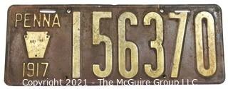 1917 Pennsylvania Car License Plate