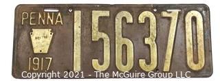 1917 Pennsylvania Car License Plate