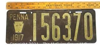 1917 Pennsylvania Car License Plate