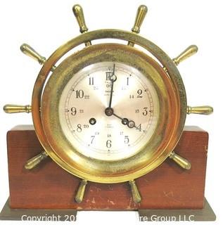 Vintage Salem Brass Ships Bell 8 Day Nautical Wind Up Clock