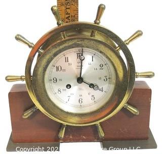 Vintage Salem Brass Ships Bell 8 Day Nautical Wind Up Clock