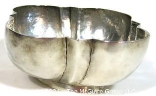 Vintage William Spratling Taxco Hammered Sterling Silver Lobed Bowl c. 1940,  Measures approximately Width 6.5 Depth 5 Height 2.25 in. (251g) 