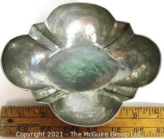 Vintage William Spratling Taxco Hammered Sterling Silver Lobed Bowl c. 1940,  Measures approximately Width 6.5 Depth 5 Height 2.25 in. (251g) 