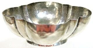 Vintage William Spratling Taxco Hammered Sterling Silver Lobed Bowl c. 1940,  Measures approximately Width 6.5 Depth 5 Height 2.25 in. (251g) 