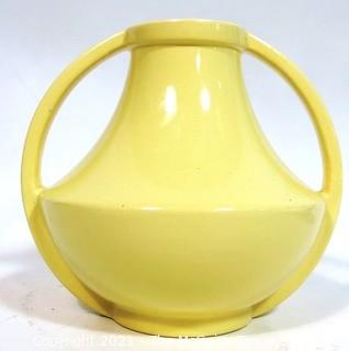 Vintage Yellow Coors Colorado Pottery Handled Vase Urn Vase