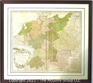 1756 Framed Antique Map of the German Empire By Leading French Cartographer Gilles Robert de Vaugondy of the Royal Academy of Sciences, Nancy. Outside Dimensions 26W x 29"T 