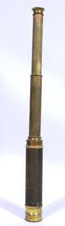 Vintage Brass & Leather Nautical Monocular Telescope or Spyglass 