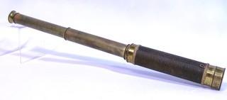 Vintage Brass & Leather Nautical Monocular Telescope or Spyglass 