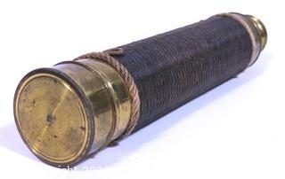 Vintage Brass & Leather Nautical Monocular Telescope or Spyglass 