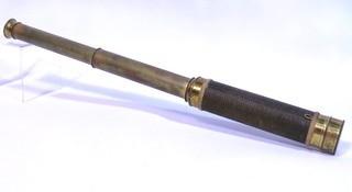 Vintage Brass & Leather Nautical Monocular Telescope or Spyglass 