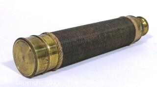 Vintage Brass & Leather Nautical Monocular Telescope or Spyglass 