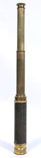 Vintage Brass & Leather Nautical Monocular Telescope or Spyglass 