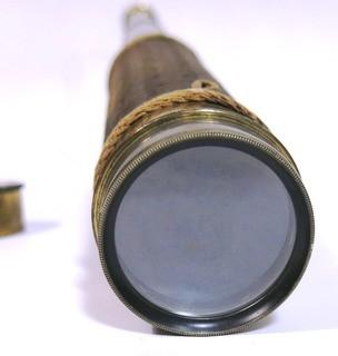 Vintage Brass & Leather Nautical Monocular Telescope or Spyglass 