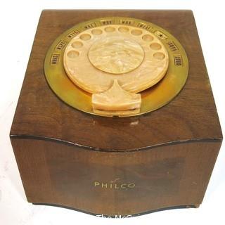 Vintage 1930's Philco Rotary Dial Radio "Magic Mystery Control" from New York Hotel.  Allowed hotel guests to play music in their hotel rooms through the main receiver located in lobby. Measures approximately 5 1/2" X 7" X 9"