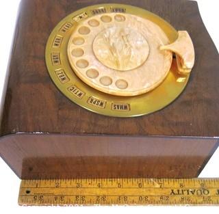 Vintage 1930's Philco Rotary Dial Radio "Magic Mystery Control" from New York Hotel.  Allowed hotel guests to play music in their hotel rooms through the main receiver located in lobby. Measures approximately 5 1/2" X 7" X 9"