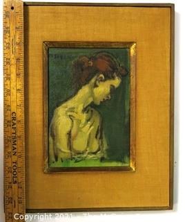 Framed and Signed Oil on Canvas of Painting Entitled "Female Torso" By Moses Soyer.  Painting measures approximately 8" x 5 1/2".  Frame measures approximately 14" x 11".