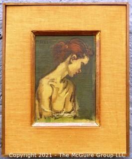 Framed and Signed Oil on Canvas of Painting Entitled "Female Torso" By Moses Soyer.  Painting measures approximately 8" x 5 1/2".  Frame measures approximately 14" x 11".