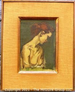 Framed and Signed Oil on Canvas of Painting Entitled "Female Torso" By Moses Soyer.  Painting measures approximately 8" x 5 1/2".  Frame measures approximately 14" x 11".