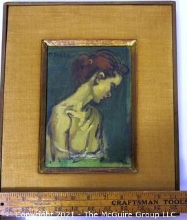 Framed and Signed Oil on Canvas of Painting Entitled "Female Torso" By Moses Soyer.  Painting measures approximately 8" x 5 1/2".  Frame measures approximately 14" x 11".