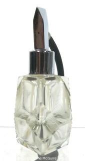 Art Deco Czech Art Deco Clear Cut Glass With Frosted Design Perfume Bottle with Atomizer.