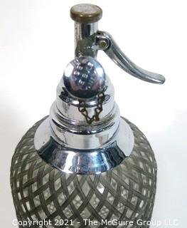 Vintage Art Deco Sparlets Soda Siphon Bottle with Wire Mesh Covering. 