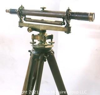 Antique Surveyors Brass Transit Instrument Made by Buff & Buff(Boston) in Original Box with Wooden Tripod.