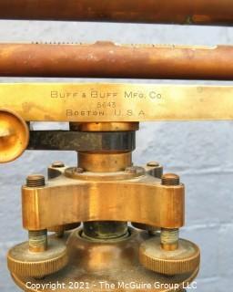 Antique Surveyors Brass Transit Instrument Made by Buff & Buff(Boston) in Original Box with Wooden Tripod.