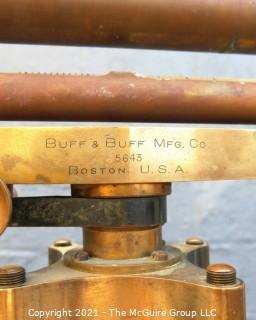 Antique Surveyors Brass Transit Instrument Made by Buff & Buff(Boston) in Original Box with Wooden Tripod.