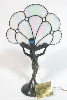 Reproduction Art Deco Table Lamp with Glass Shade Made by Dale Tiffany New with Tag.  Measures approximately 17" tall. 