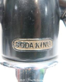 Mid Century Modern (MDM) Soda King Seltzer Siphon with Fish and Bubbles Design on Sleeve.