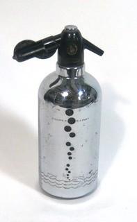 Mid Century Modern (MDM) Soda King Seltzer Siphon with Fish and Bubbles Design on Sleeve.