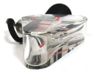 Karel Palda Bohemian Czech Art Deco Clear Cut Glass With Red & Black Accents Perfume Bottle with Atomizer.