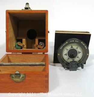 Antique Hand Bearing Compass in Wood Case Made in Tokyo Japan.