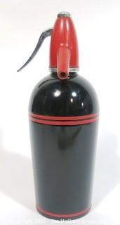 Vintage Art Deco Black & Red Enamel Painted Soda Siphon Made by Sparklets.