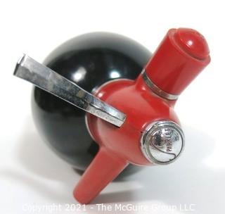 Vintage Art Deco Black & Red Enamel Painted Soda Siphon Made by Sparklets.