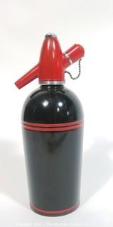 Vintage Art Deco Black & Red Enamel Painted Soda Siphon Made by Sparklets.