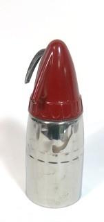 Vintage "Atomic" Art Deco Chrome with Red Enamel Top Soda Siphon Made by Sparklets.