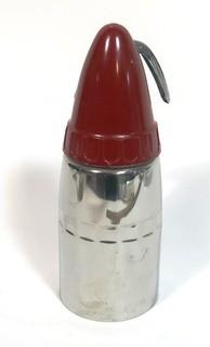 Vintage "Atomic" Art Deco Chrome with Red Enamel Top Soda Siphon Made by Sparklets.