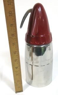 Vintage "Atomic" Art Deco Chrome with Red Enamel Top Soda Siphon Made by Sparklets.