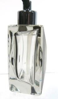 Karel Palda Bohemian Czech Art Deco Clear Cut Glass With Black Accents Perfume Bottle with Atomizer.