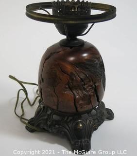 Vintage Turned Burl Wood Table Lamp. Missing Shade