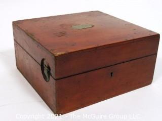 Antique "Bell" Pattern Mark III Sextant Nautical Instrument in Wood Case with Lens and Brass Plaque Inscribed C H Rowley. Sextant Marked "Hezzanith" Endless Tangent Screw Automatic Clamp