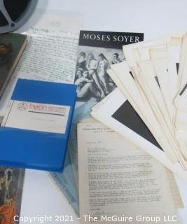 Clifford Evans produced a documentary film on the artist Moses Soyer, named "Paintings in a Low Voice", 1970.  This lot features the film and his notes, plus an exhibition flyer from the ACA Gallery, 63 East 57th St, NY, NY and hard cover book.<br> <br>

