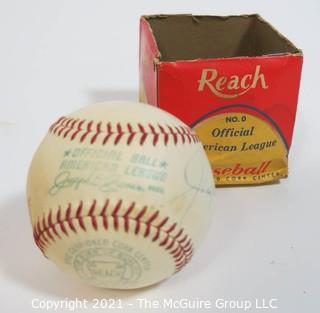 "Joe Cronin" Autographed Official American League Baseball with original box (incomplete)