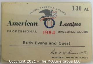 Baseball History: Lot includes 13 individual 35mm B&W negatives of Clifford Evans with several major league players including: H. Aaron, S. Musial, T. Kluszewski, F. Robinson, Bobby Bragan; Harvey Kuenn, Bobby Schantz; Fred Hutchinson; Brooks Lawrence and Al Cicotte. Also promotional flyer for Clifford Evans interviews with baseball players and a 1984 Baseball ID card.