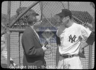 Baseball History: Lot includes 13 individual 35mm B&W negatives of Clifford Evans with several major league players including: H. Aaron, S. Musial, T. Kluszewski, F. Robinson, Bobby Bragan; Harvey Kuenn, Bobby Schantz; Fred Hutchinson; Brooks Lawrence and Al Cicotte. Also promotional flyer for Clifford Evans interviews with baseball players and a 1984 Baseball ID card.