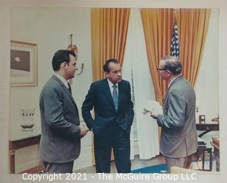 Ephemera: Photo: Political: color copy of Clifford Evans visit with Richard Nixon and Ron Zeigler, his press secretary