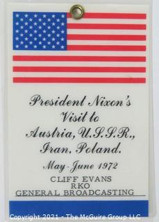 Clifford Evans press credentials for various overseas trips