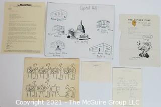 Original Political Cartoons and Correspondence to Clifford Evans, from Gary Trudeau (Doonesbury) Among Others